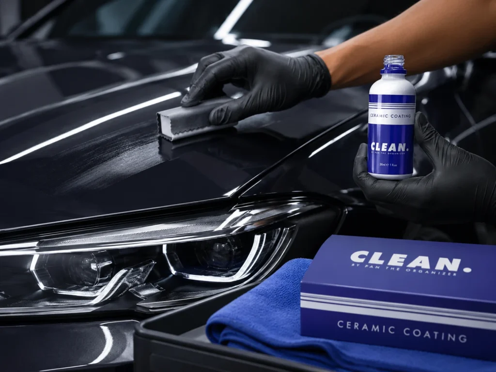 Professional CLEAN. Ceramic Coating application on a vehicle in Joliet, IL by Car Central Mobile Detailing.