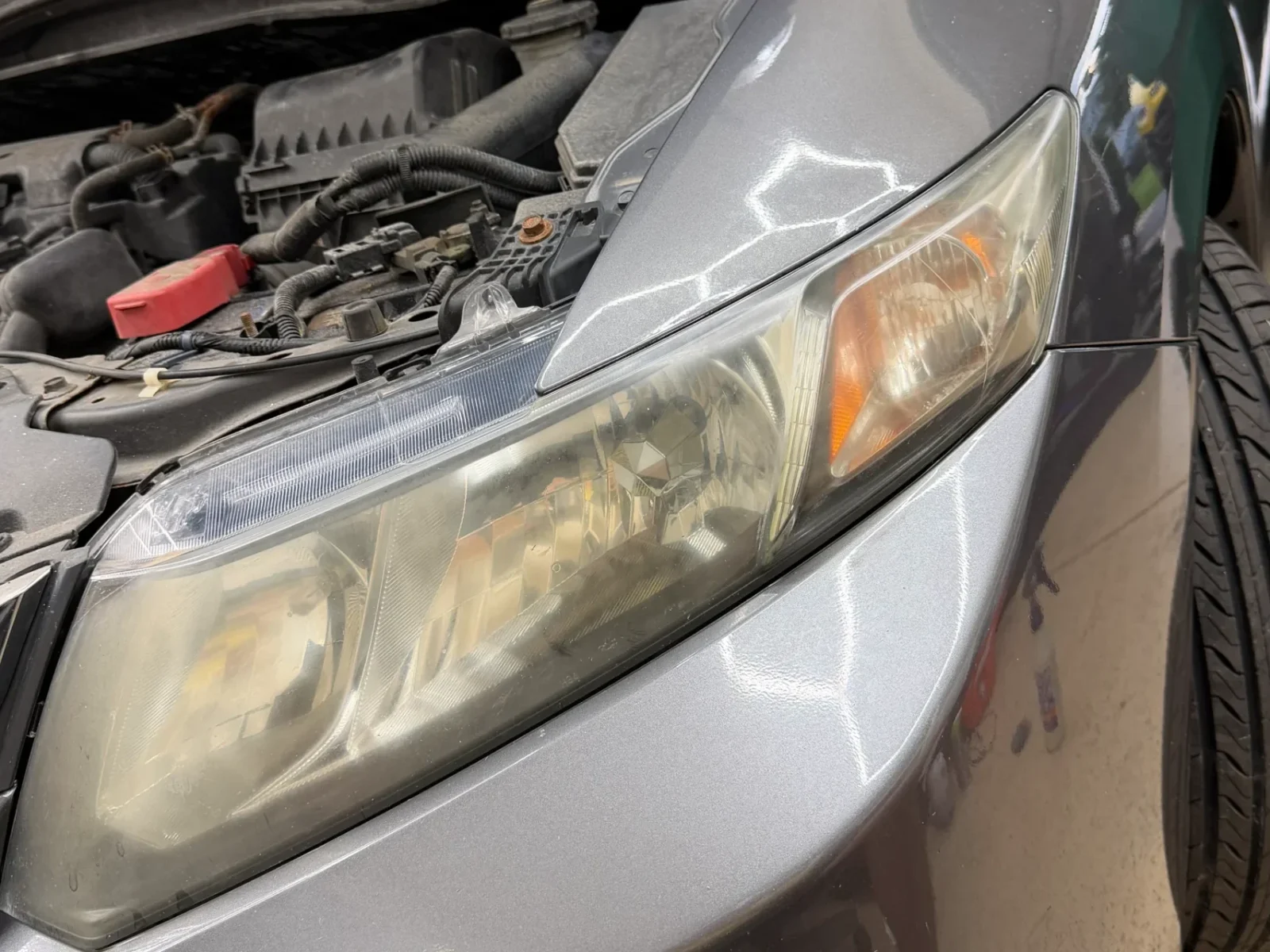 headlight before restoration